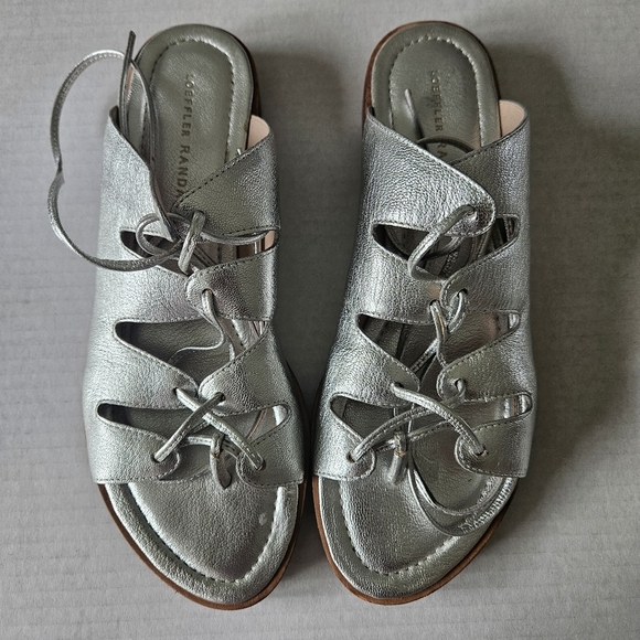 Loeffler Randall Metallic Silver Kira Lace Up Ankle Sandals - Picture 4 of 14